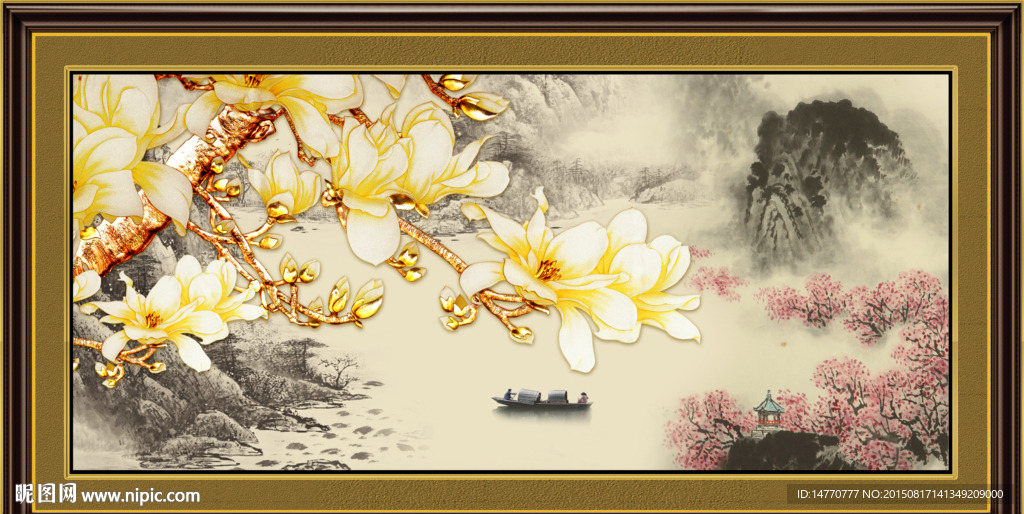 花鸟国画  玉兰花