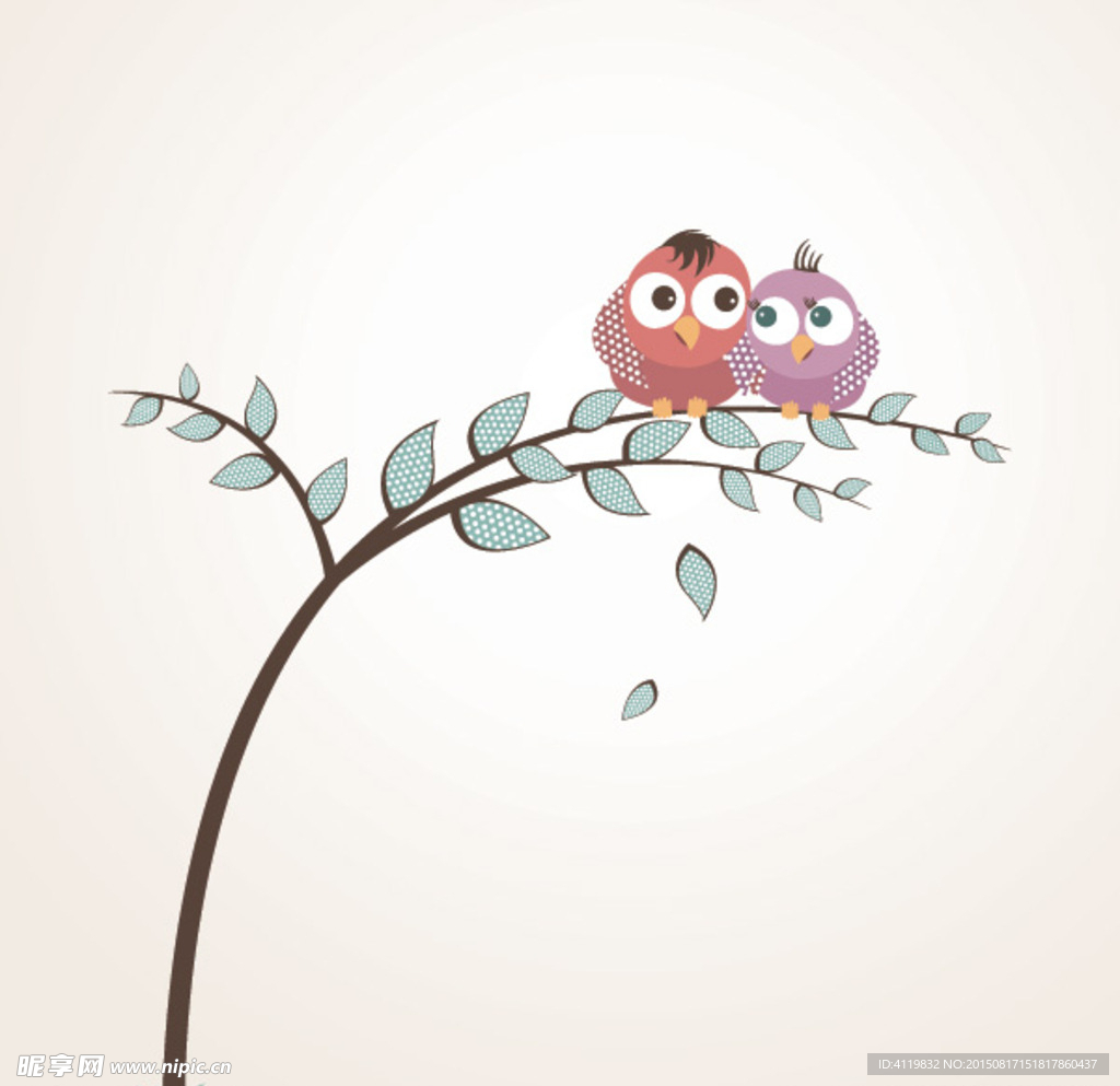 手绘情侣小鸟