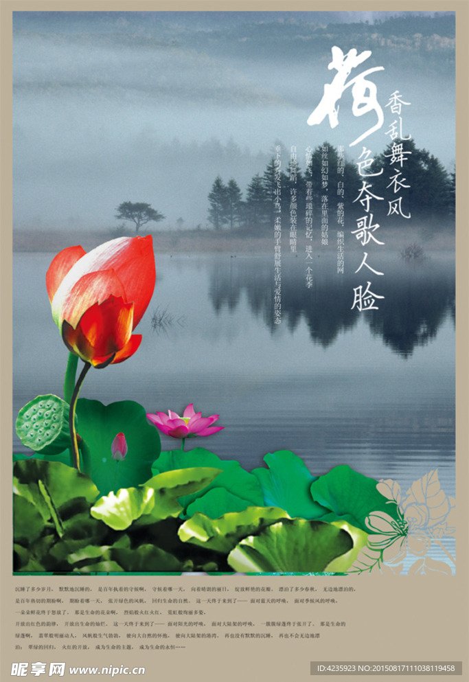 荷花池塘海报psd素材