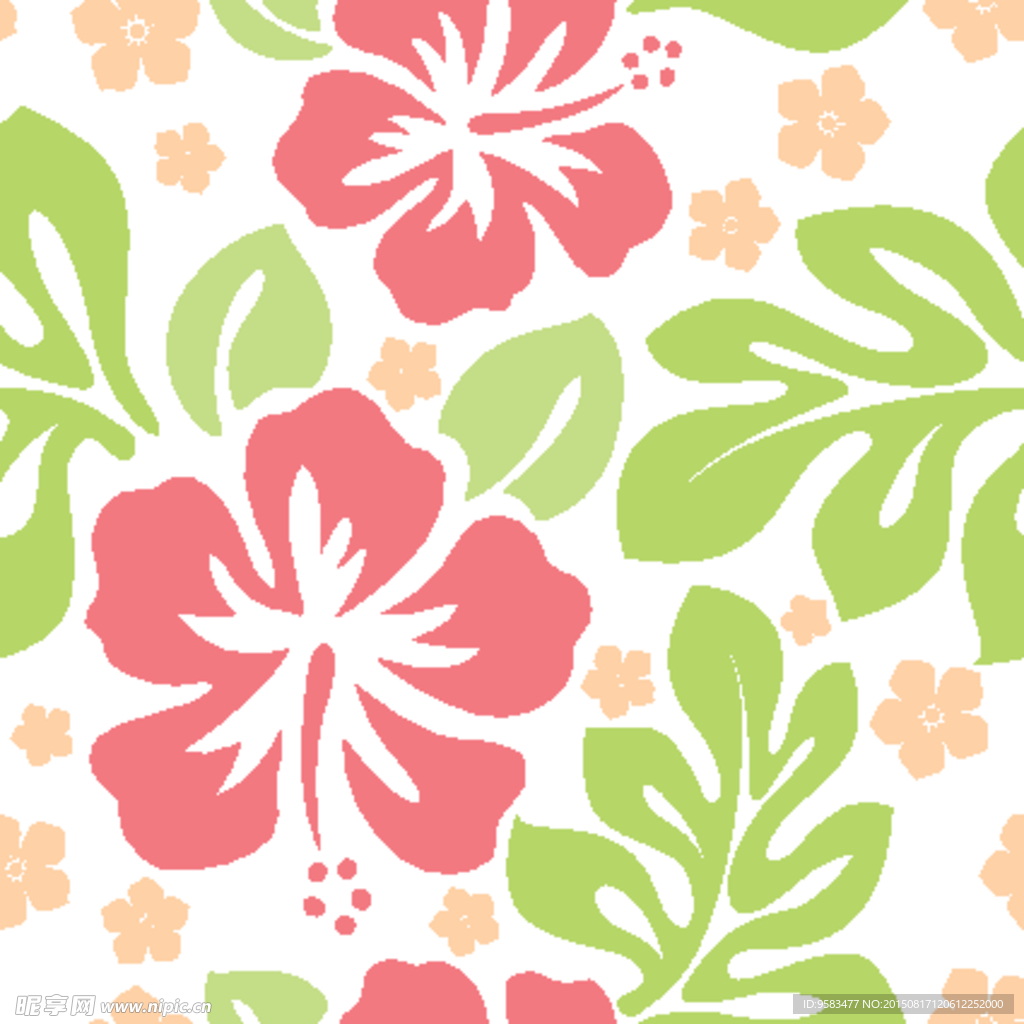 粉绿矢量花朵
