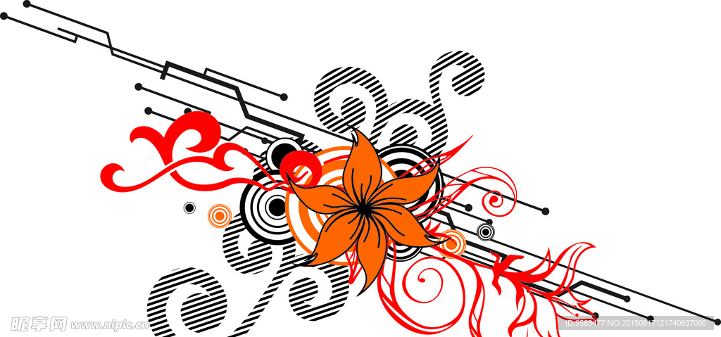 橙矢量花纹