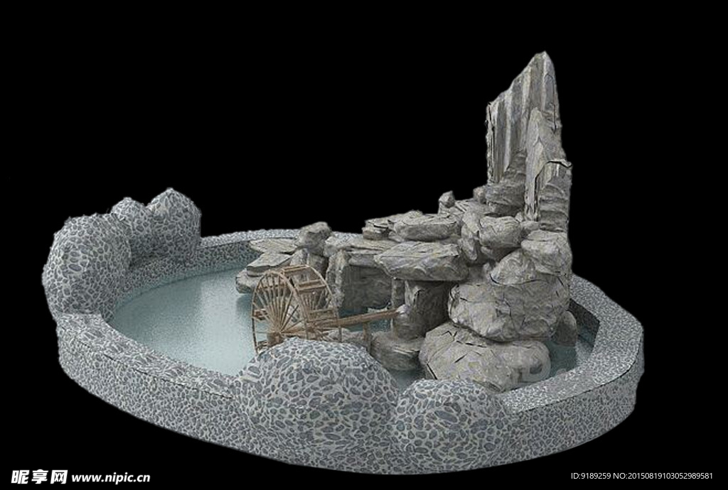 假山水池 3d模型