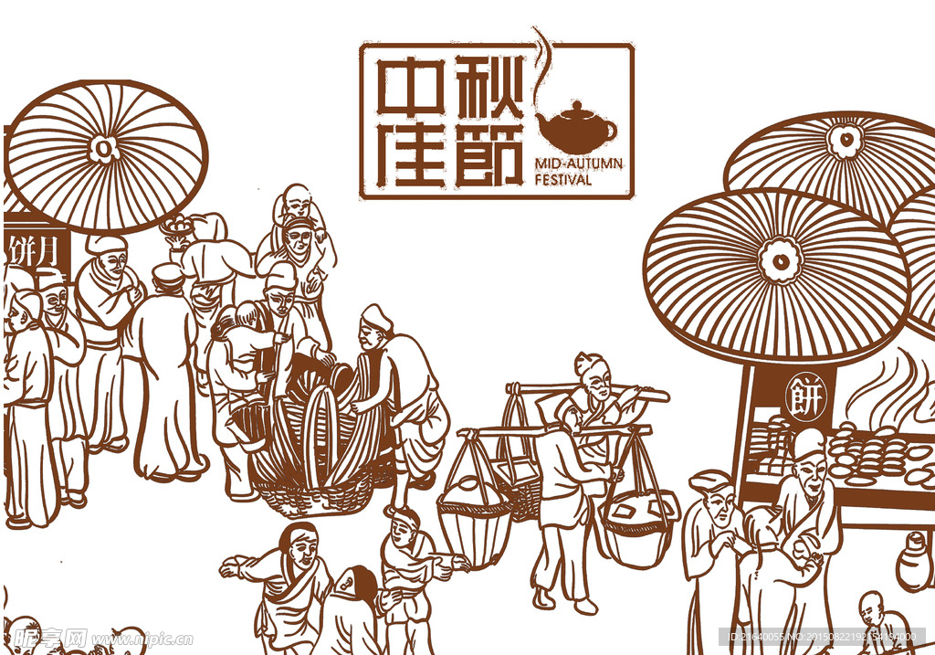 中秋节素刻画
