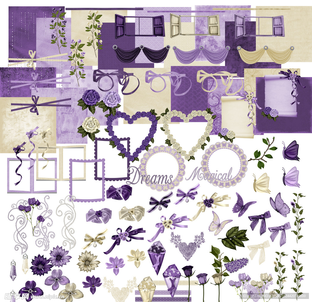 紫色浪漫边框底纹