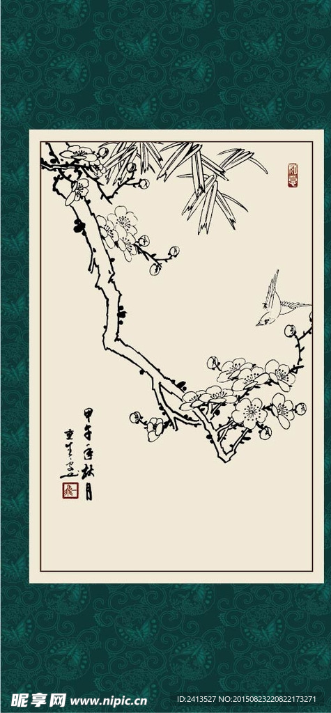 白描梅花