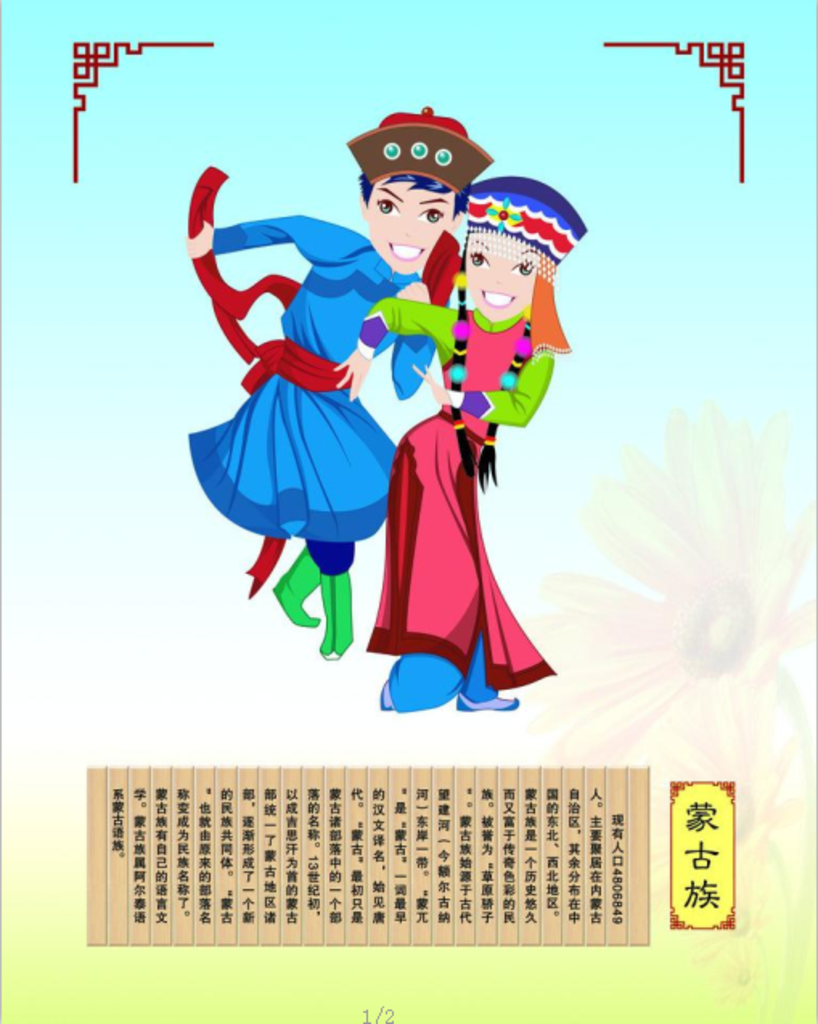 少数民族 蒙古族 展板