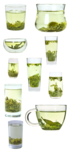 10种玻璃杯装日照绿茶茶汤素材