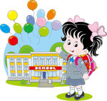 卡通开学女孩插画矢量素材