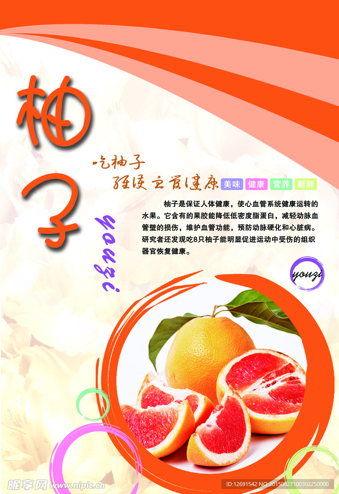 柚子水果海报