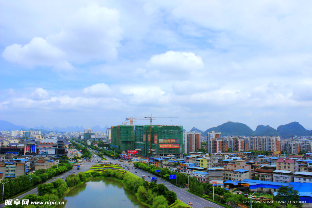 桂林琴潭城区俯瞰