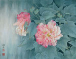 李科宏工笔芙蓉花红月夜