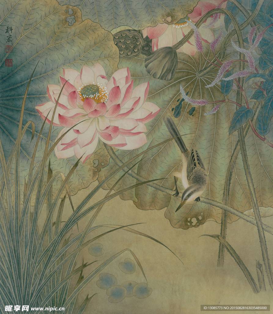 李科宏工笔荷花秋水芙蓉