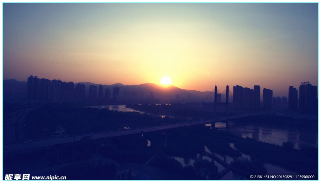 调色城市日出