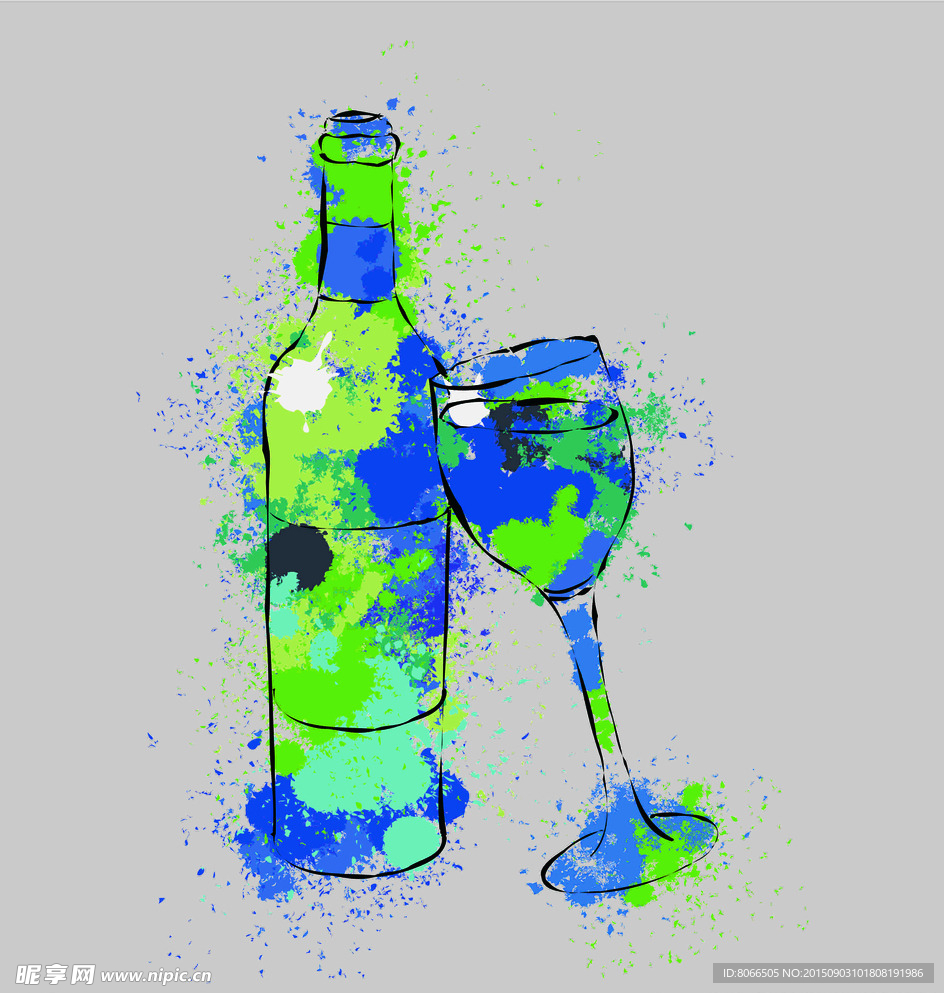 彩绘  酒瓶  酒杯