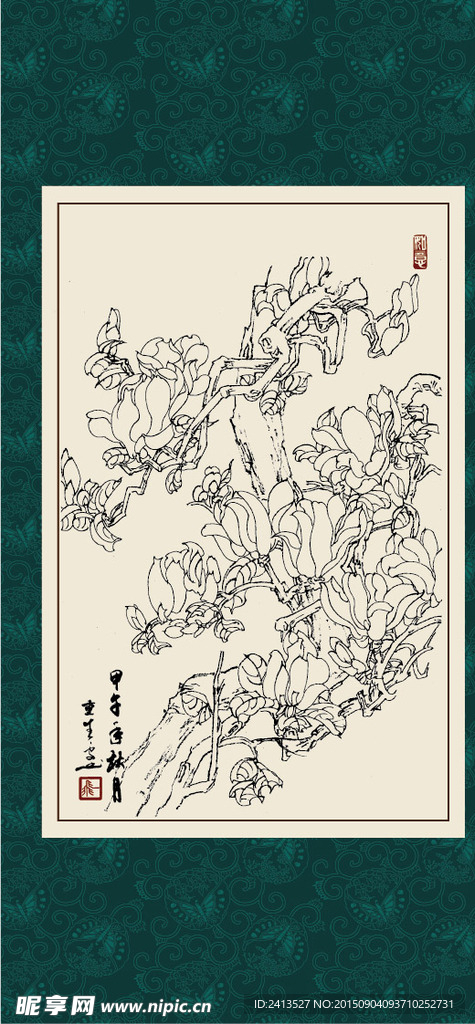 白描玉兰