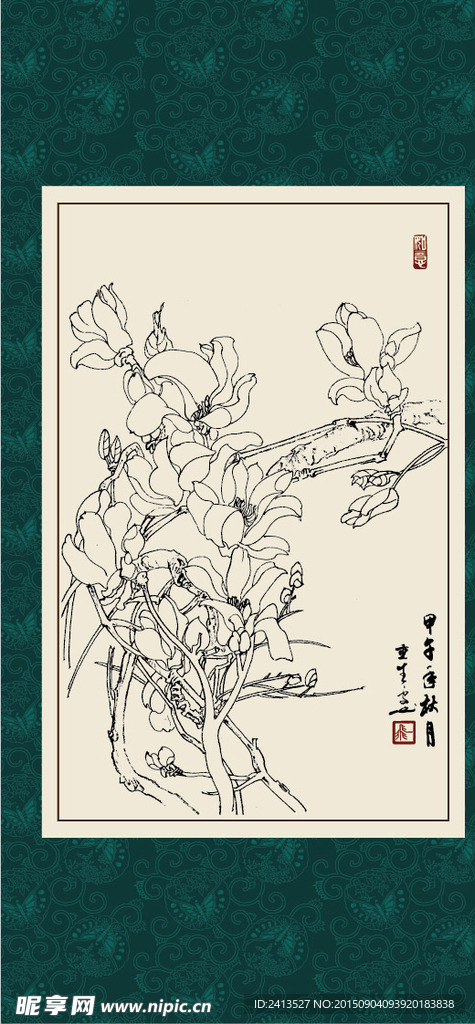 白描玉兰