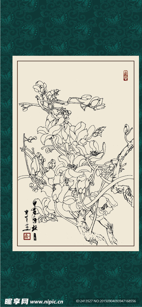 白描玉兰