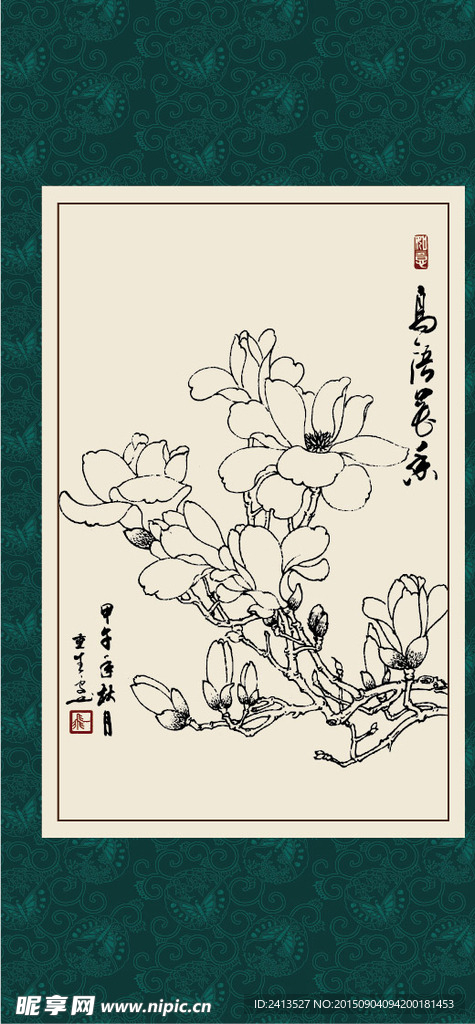 白描玉兰