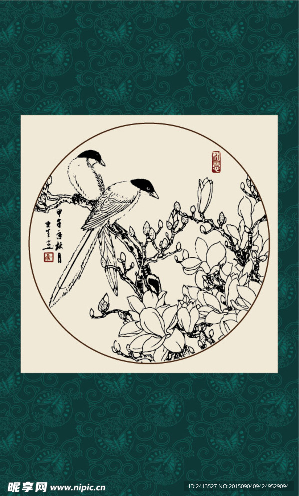 白描玉兰