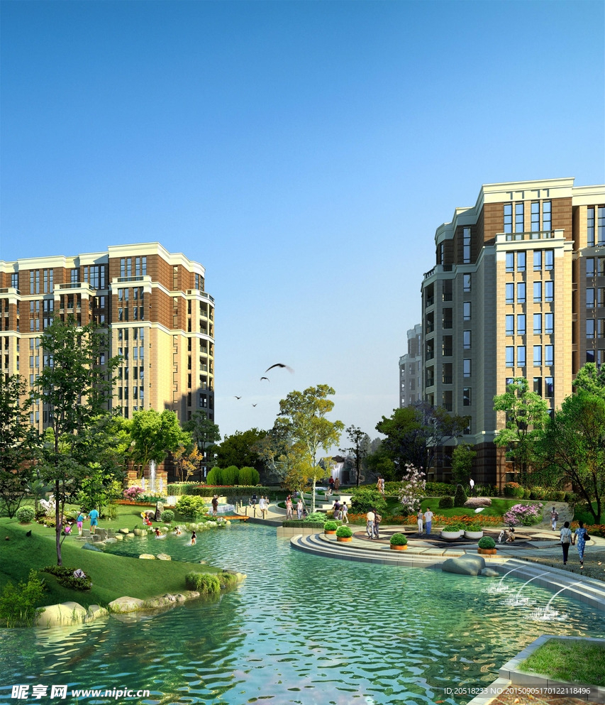 小区水景效果图