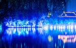 西安兴庆公园夜景摄影图