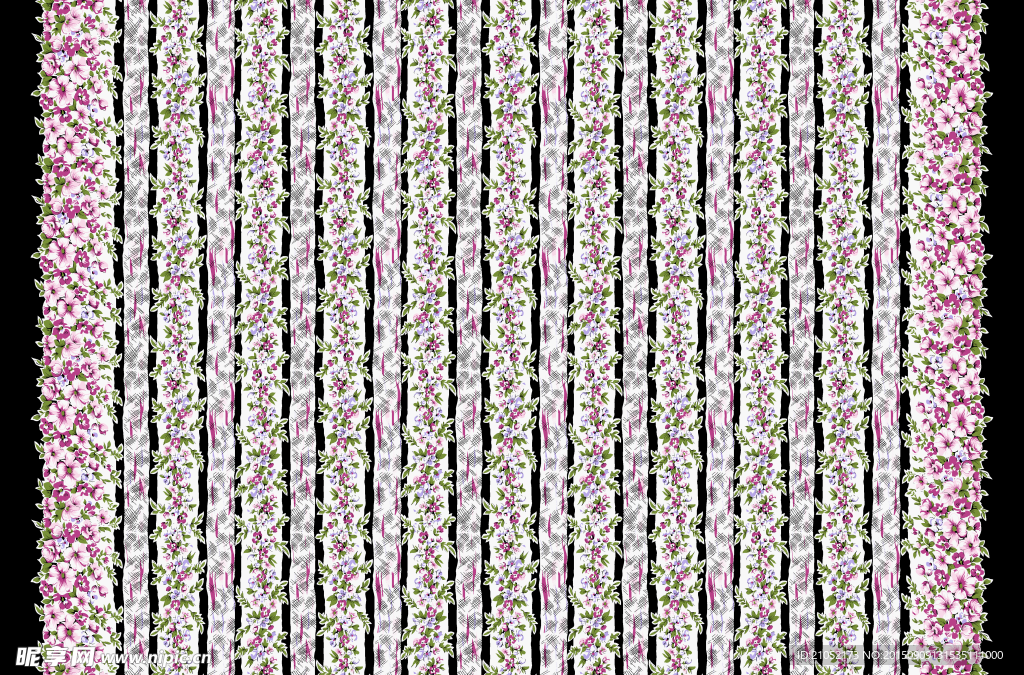 定位竖条小花面料花型