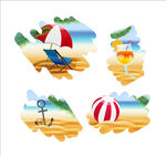 夏季沙滩画矢量