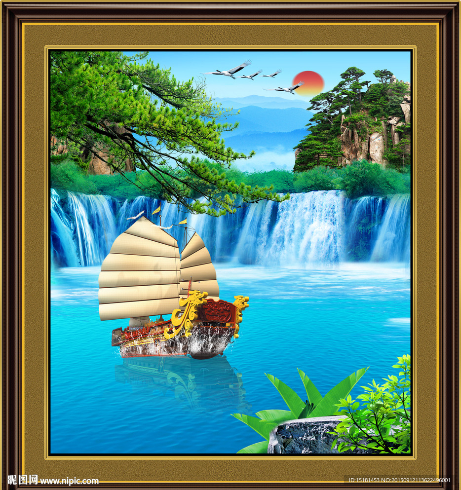 山水画 一帆风顺
