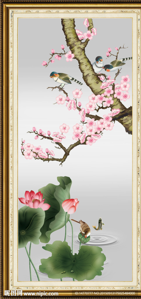 荷花梅花图