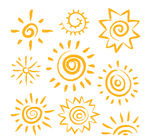橙色手绘太阳矢量素材