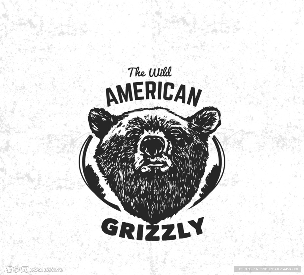 黑色北美洲灰熊标志矢量图