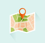 三折页地图和标记矢量图