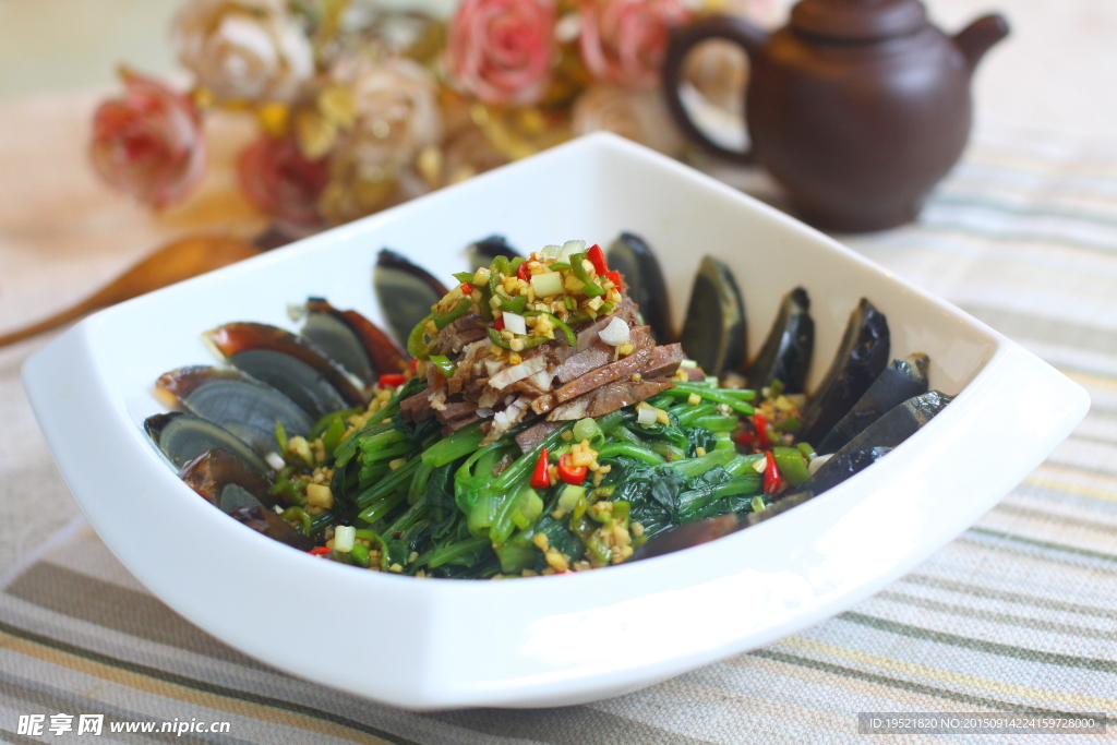 皮蛋肉丝菠菜