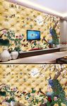 百鸟图皮雕背景墙
