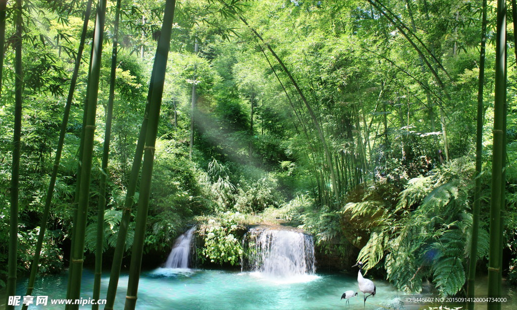 竹林山水风景图片