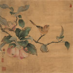 古风类花鸟工笔画临宋果熟来禽图