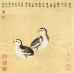 古风类花鸟工笔画临宋鸡雏待饲图