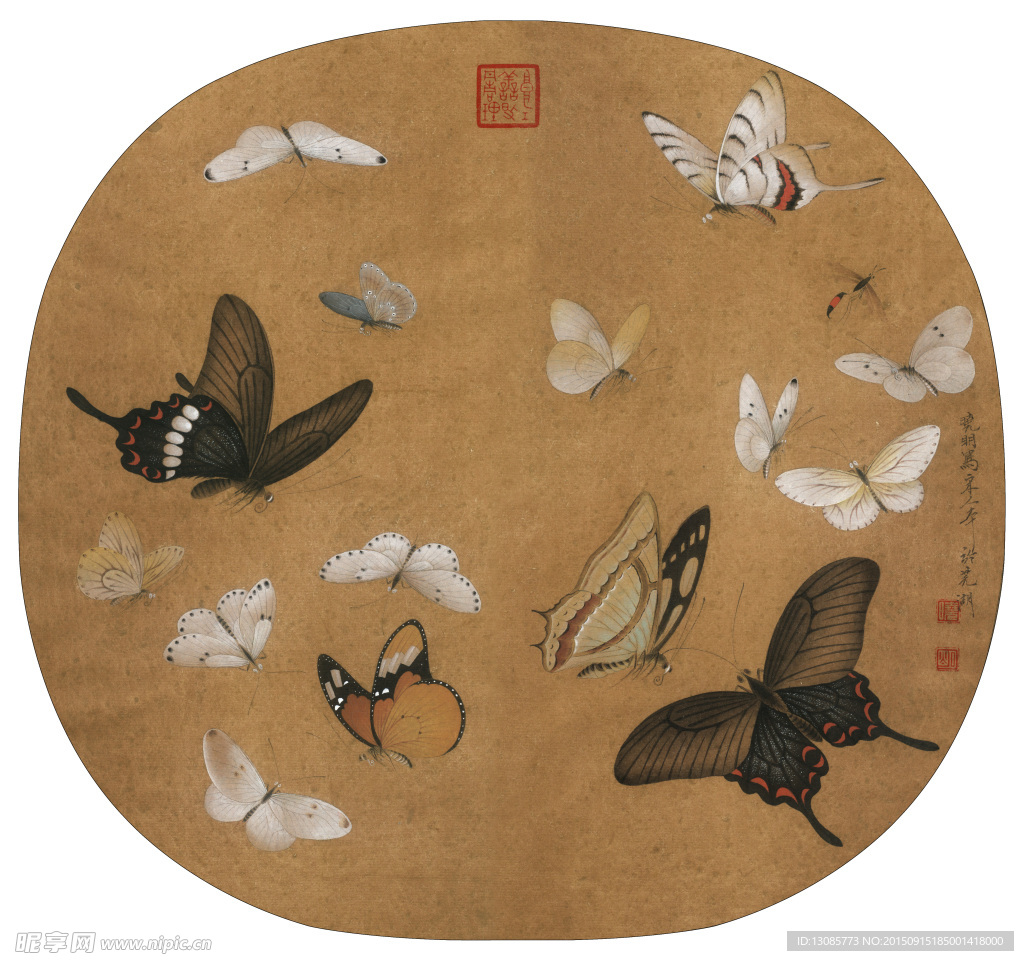 古风类花鸟工笔画临宋晴春蝶戏图