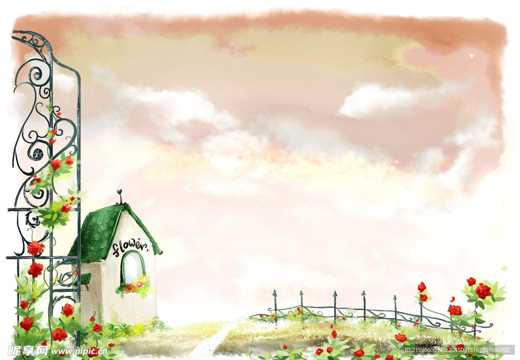 卡通花园psd分层素材