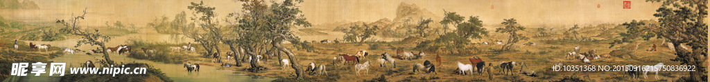 中国传统名画百骏图