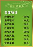美体项目表