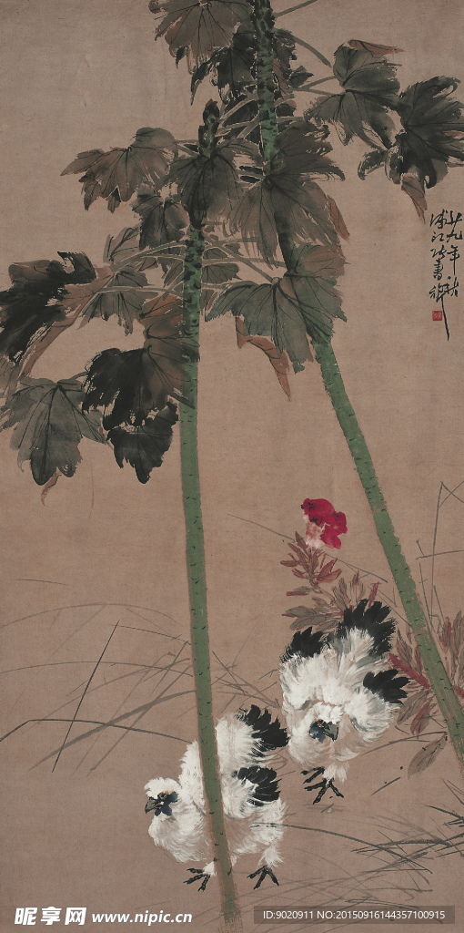 国画鸡