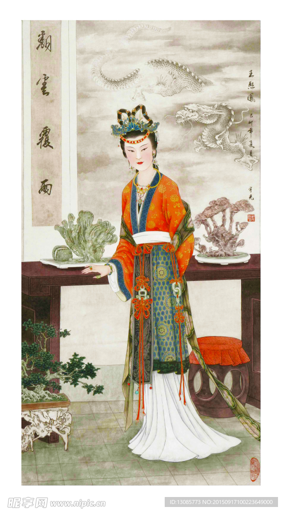 工笔画仕女图王熙凤