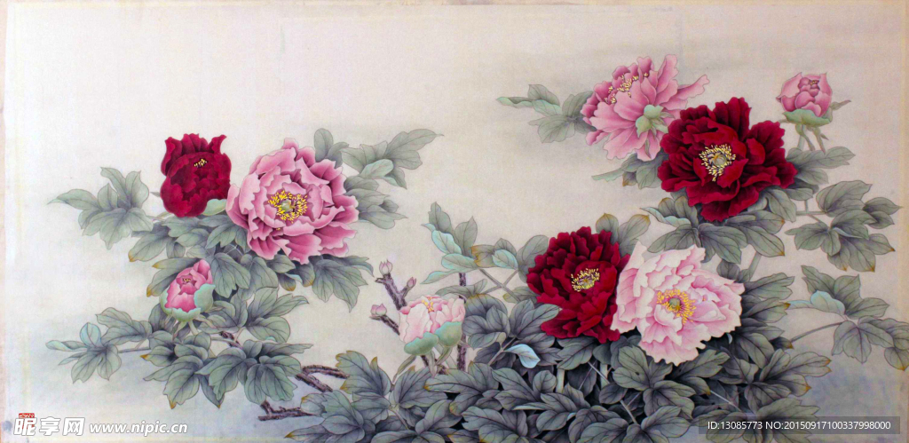 工笔画牡丹