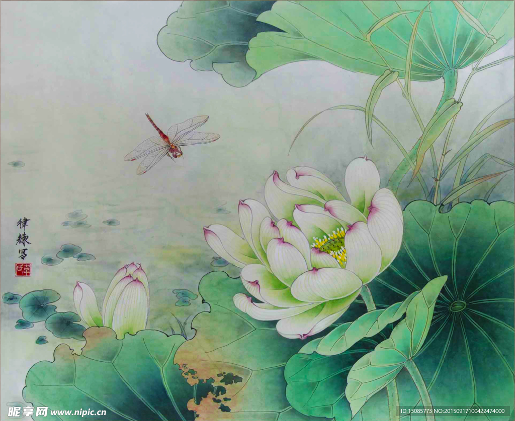 工笔画荷花