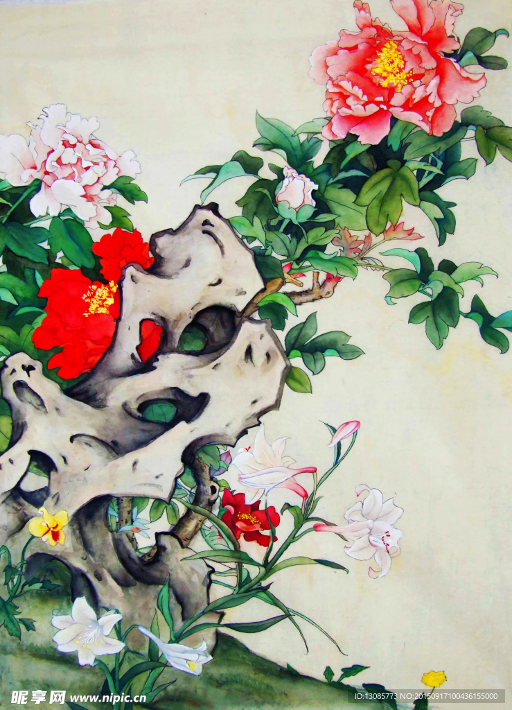 工笔画牡丹