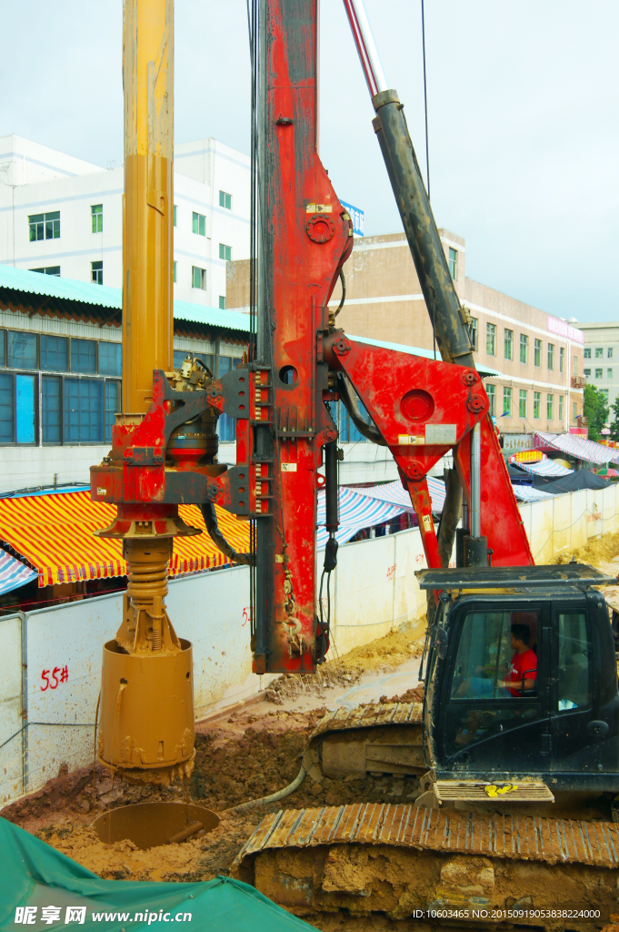 建筑工地 基桩钻井