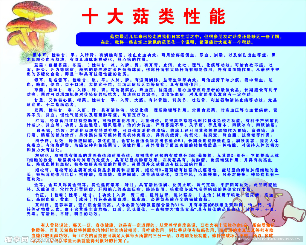 十大菇类性能