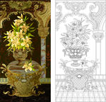 菊花图尺量雕刻图