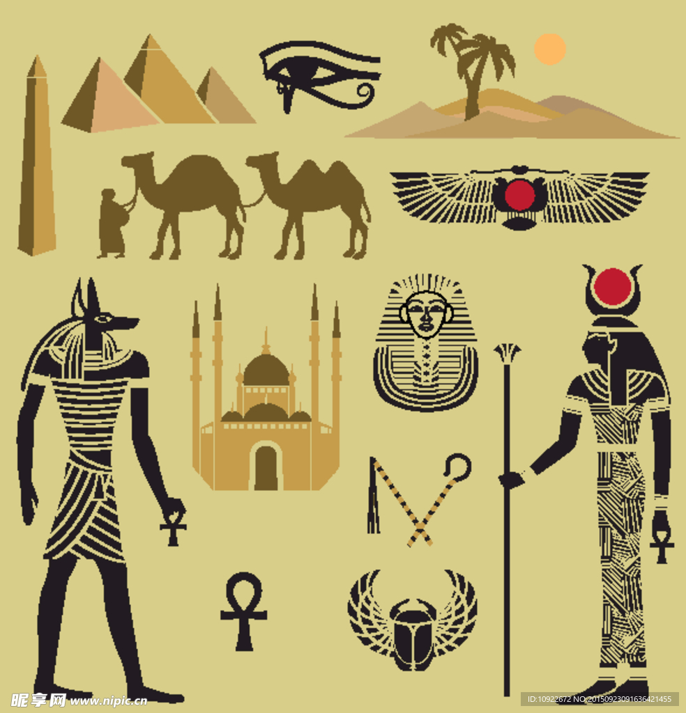 卡通埃及  元素图标